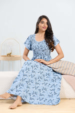 MANGAI RAYON Smocking Nighty | Beautiful Pleated Design | Side Pocket | Stylish Nighty for Trendy Women's | Your Perfect Nightwear Collection's (SRN)