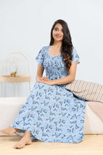 MANGAI RAYON Smocking Nighty | Beautiful Pleated Design | Side Pocket | Stylish Nighty for Trendy Women's | Your Perfect Nightwear Collection's (SRN)