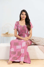 MANGAI RAYON Smocking Nighty | Beautiful Pleated Design | Side Pocket | Stylish Nighty for Trendy Women's | Your Perfect Nightwear Collection's (SRN)