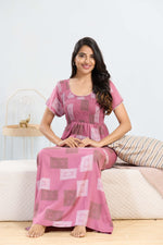 MANGAI RAYON Smocking Nighty | Beautiful Pleated Design | Side Pocket | Stylish Nighty for Trendy Women's | Your Perfect Nightwear Collection's (SRN)