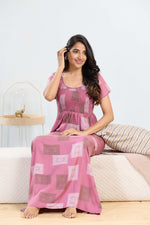 MANGAI RAYON Smocking Nighty | Beautiful Pleated Design | Side Pocket | Stylish Nighty for Trendy Women's | Your Perfect Nightwear Collection's (SRN)