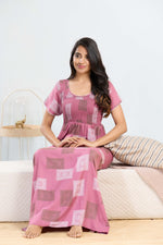 MANGAI RAYON Smocking Nighty | Beautiful Pleated Design | Side Pocket | Stylish Nighty for Trendy Women's | Your Perfect Nightwear Collection's (SRN)