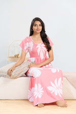 MANGAI RAYON Smocking Nighty | Beautiful Pleated Design | Side Pocket | Stylish Nighty for Trendy Women's | Your Perfect Nightwear Collection's (SRN)