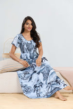 MANGAI RAYON Smocking Nighty | Beautiful Pleated Design | Side Pocket | Stylish Nighty for Trendy Women's | Your Perfect Nightwear Collection's (SRN)