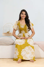 MANGAI RAYON Smocking Nighty | Beautiful Pleated Design | Side Pocket | Stylish Nighty for Trendy Women's | Your Perfect Nightwear Collection's (SRN)