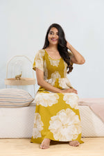 MANGAI RAYON Smocking Nighty | Beautiful Pleated Design | Side Pocket | Stylish Nighty for Trendy Women's | Your Perfect Nightwear Collection's (SRN)