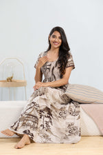 MANGAI RAYON Smocking Nighty | Beautiful Pleated Design | Side Pocket | Stylish Nighty for Trendy Women's | Your Perfect Nightwear Collection's (SRN)