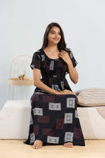 MANGAI RAYON Smocking Nighty | Beautiful Pleated Design | Side Pocket | Stylish Nighty for Trendy Women's | Your Perfect Nightwear Collection's (SRN)