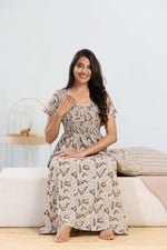 MANGAI RAYON Smocking Nighty | Beautiful Pleated Design | Side Pocket | Stylish Nighty for Trendy Women's | Your Perfect Nightwear Collection's (SRN)