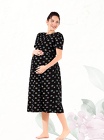 MANGAI HOSIERY Cotton Zipless Feeding Wear | Fancy Sleeve with Round Neck | Flap Open Zipless Feeding wear for Pregnancy Women (MMG)