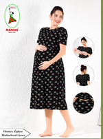MANGAI HOSIERY Cotton Zipless Feeding Wear | Fancy Sleeve with Round Neck | Flap Open Zipless Feeding wear for Pregnancy Women (MMG)