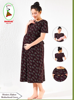 MANGAI HOSIERY Cotton Zipless Feeding Wear | Fancy Sleeve with Round Neck | Flap Open Zipless Feeding wear for Pregnancy Women (MMG)