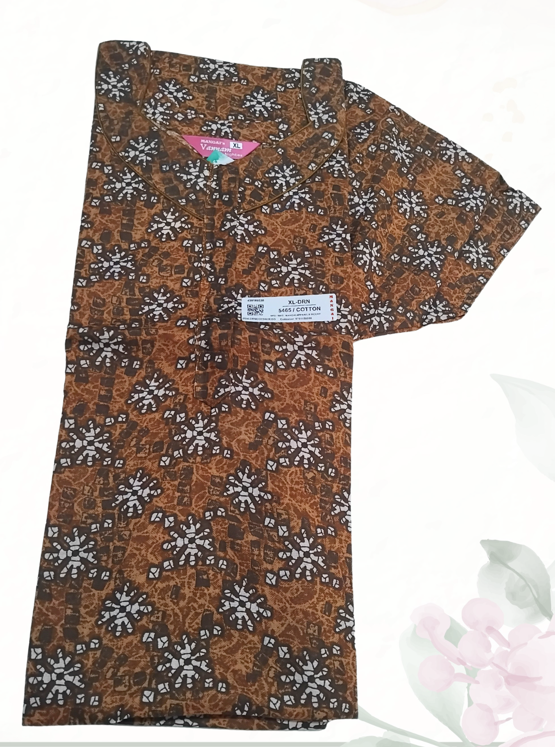 MANGAI Daily Wear Casual Comfort Fit Cotton Printed Nighties | Front Open Zipper Model |Summer Arrival's for Trendy Women's (DRN)