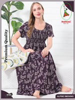 New Arrivals ALPINE Smocking Nighty | Beautiful Pleated Design | Side Pocket | Stylish Nighty for Trendy Women's | Your Perfect Nightwear Collection's (ALS)