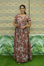 Stylish Arrivals Rayon Gathering Frock Model Night Gown's | Front Adjustable Gathering Style Rope Rope | Double Layer Sleeve | Trending Collection's for Stylish Women's (FKG)