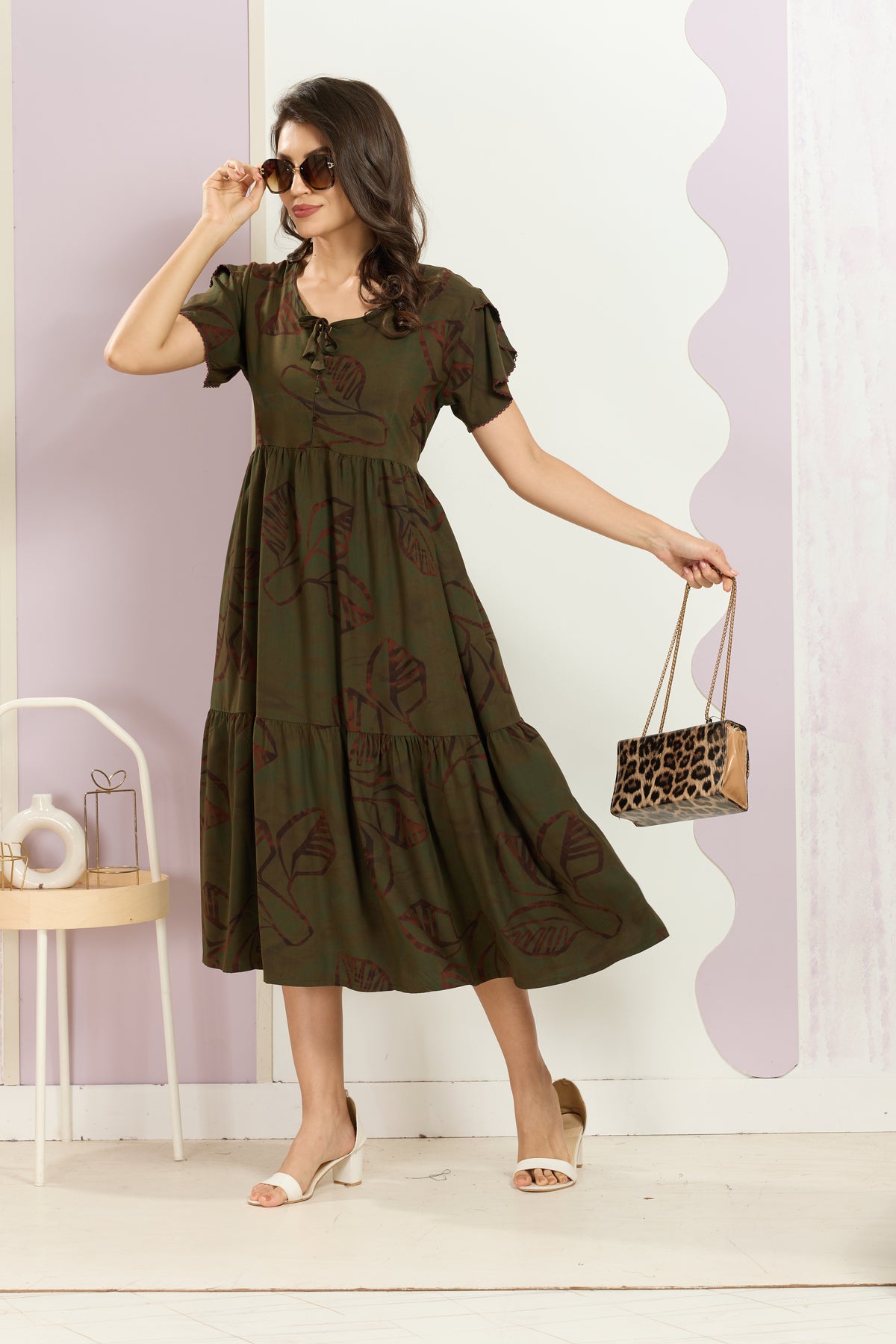 Rayon MAXI FROCK Model Nighties | Fancy Petal Sleeve | Fancy Neck & Side Pocket | Pleated Frock MAXI Style | Trendy Collection's for Stylish Women & Teenage Girl (FSF)
