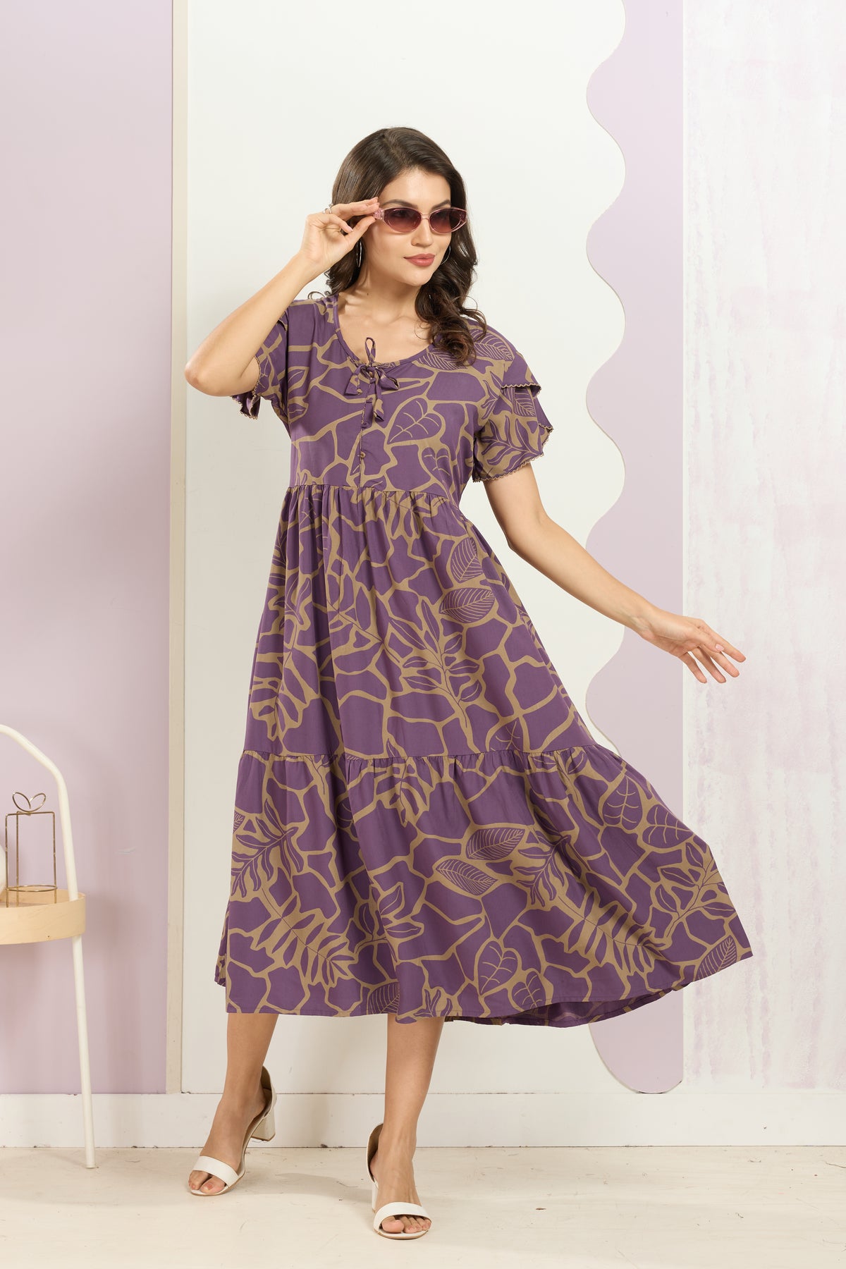 Rayon MAXI FROCK Model Nighties | Fancy Petal Sleeve | Fancy Neck & Side Pocket | Pleated Frock MAXI Style | Trendy Collection's for Stylish Women & Teenage Girl (FSF)