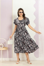Rayon MAXI FROCK Model Nighties | Fancy Petal Sleeve | Fancy Neck & Side Pocket | Pleated Frock MAXI Style | Trendy Collection's for Stylish Women & Teenage Girl (FSF)