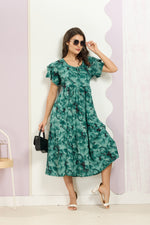 Rayon MAXI FROCK Model Nighties | Fancy Petal Sleeve | Fancy Neck & Side Pocket | Pleated Frock MAXI Style | Trendy Collection's for Stylish Women & Teenage Girl (FSF)