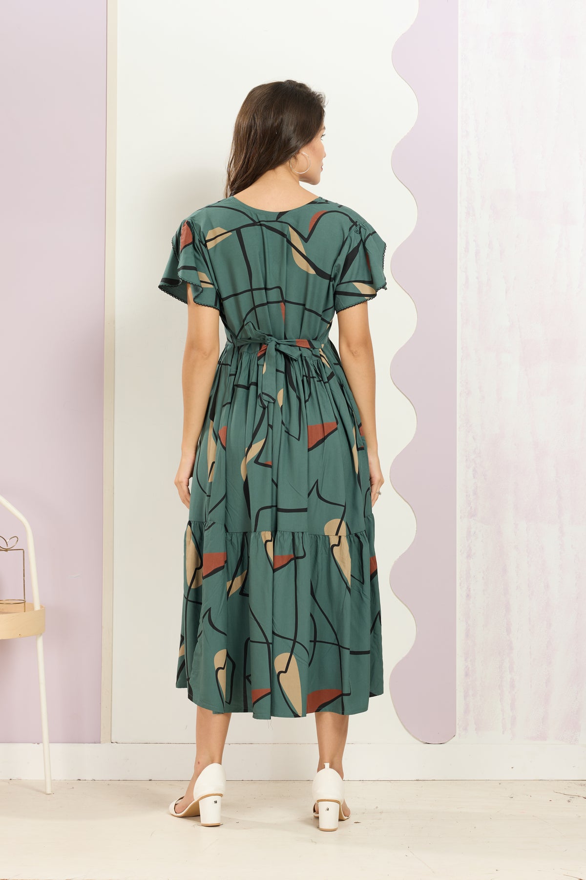 Rayon MAXI FROCK Model Nighties | Fancy Petal Sleeve | Fancy Neck & Side Pocket | Pleated Frock MAXI Style | Trendy Collection's for Stylish Women & Teenage Girl (FSF)
