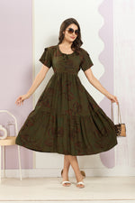 Rayon MAXI FROCK Model Nighties | Fancy Petal Sleeve | Fancy Neck & Side Pocket | Pleated Frock MAXI Style | Trendy Collection's for Stylish Women & Teenage Girl (FSF)