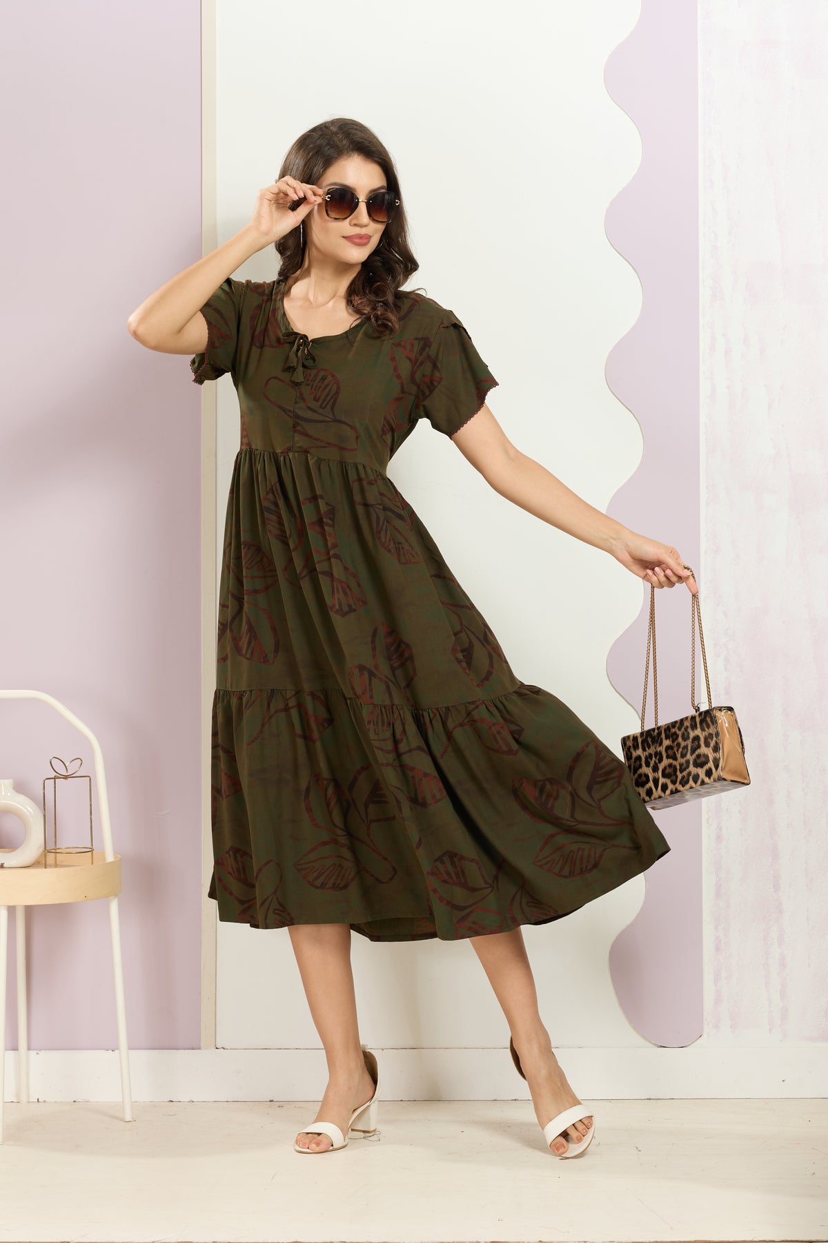 Rayon MAXI FROCK Model Nighties | Fancy Petal Sleeve | Fancy Neck & Side Pocket | Pleated Frock MAXI Style | Trendy Collection's for Stylish Women & Teenage Girl (FSF)