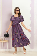 Rayon MAXI FROCK Model Nighties | Fancy Petal Sleeve | Fancy Neck & Side Pocket | Pleated Frock MAXI Style | Trendy Collection's for Stylish Women & Teenage Girl (FSF)
