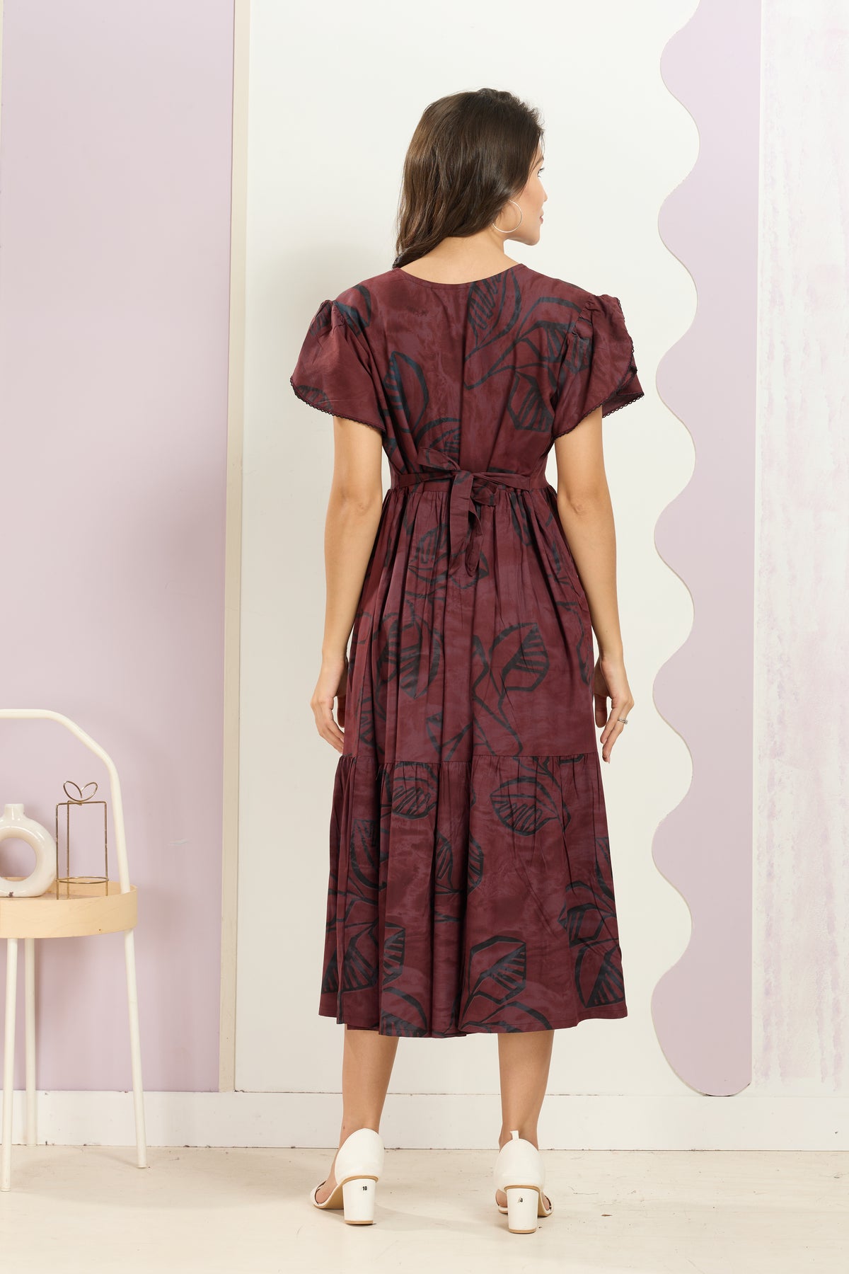 Rayon MAXI FROCK Model Nighties | Fancy Petal Sleeve | Fancy Neck & Side Pocket | Pleated Frock MAXI Style | Trendy Collection's for Stylish Women & Teenage Girl (FSF)
