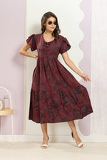 Rayon MAXI FROCK Model Nighties | Fancy Petal Sleeve | Fancy Neck & Side Pocket | Pleated Frock MAXI Style | Trendy Collection's for Stylish Women & Teenage Girl (FSF)