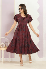 Rayon MAXI FROCK Model Nighties | Fancy Petal Sleeve | Fancy Neck & Side Pocket | Pleated Frock MAXI Style | Trendy Collection's for Stylish Women & Teenage Girl (FSF)
