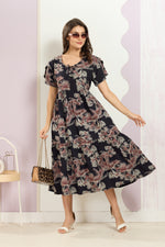 Rayon MAXI FROCK Model Nighties | Fancy Petal Sleeve | Fancy Neck & Side Pocket | Pleated Frock MAXI Style | Trendy Collection's for Stylish Women & Teenage Girl (FSF)