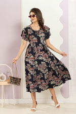 Rayon MAXI FROCK Model Nighties | Fancy Petal Sleeve | Fancy Neck & Side Pocket | Pleated Frock MAXI Style | Trendy Collection's for Stylish Women & Teenage Girl (FSF)