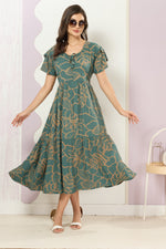 Rayon MAXI FROCK Model Nighties | Fancy Petal Sleeve | Fancy Neck & Side Pocket | Pleated Frock MAXI Style | Trendy Collection's for Stylish Women & Teenage Girl (FSF)