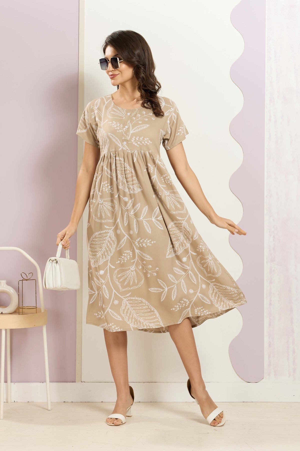Rayon MAXI FROCK Model Nighties | Round Neck & Side Pocket | Pleated Frock MAXI Style | Trendy Collection's for Stylish Women & Teenage Girl (FRH)