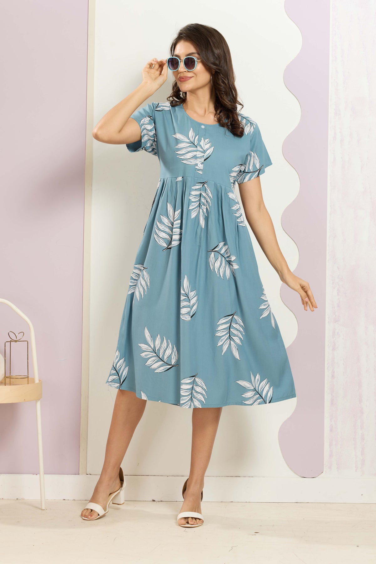 Rayon MAXI FROCK Model Nighties | Round Neck & Side Pocket | Pleated Frock MAXI Style | Trendy Collection's for Stylish Women & Teenage Girl (FRH)