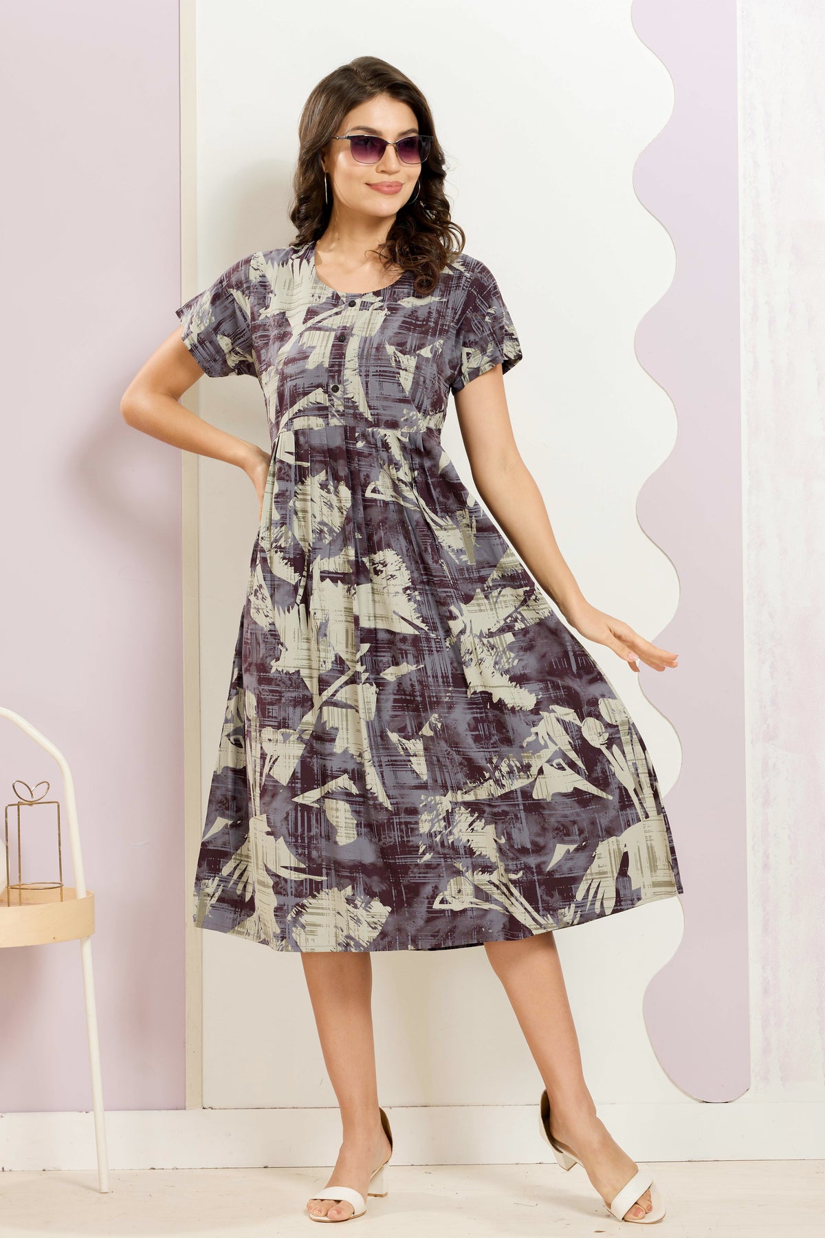 Rayon MAXI FROCK Model Nighties | Round Neck & Side Pocket | Pleated Frock MAXI Style | Trendy Collection's for Stylish Women & Teenage Girl (FRH)