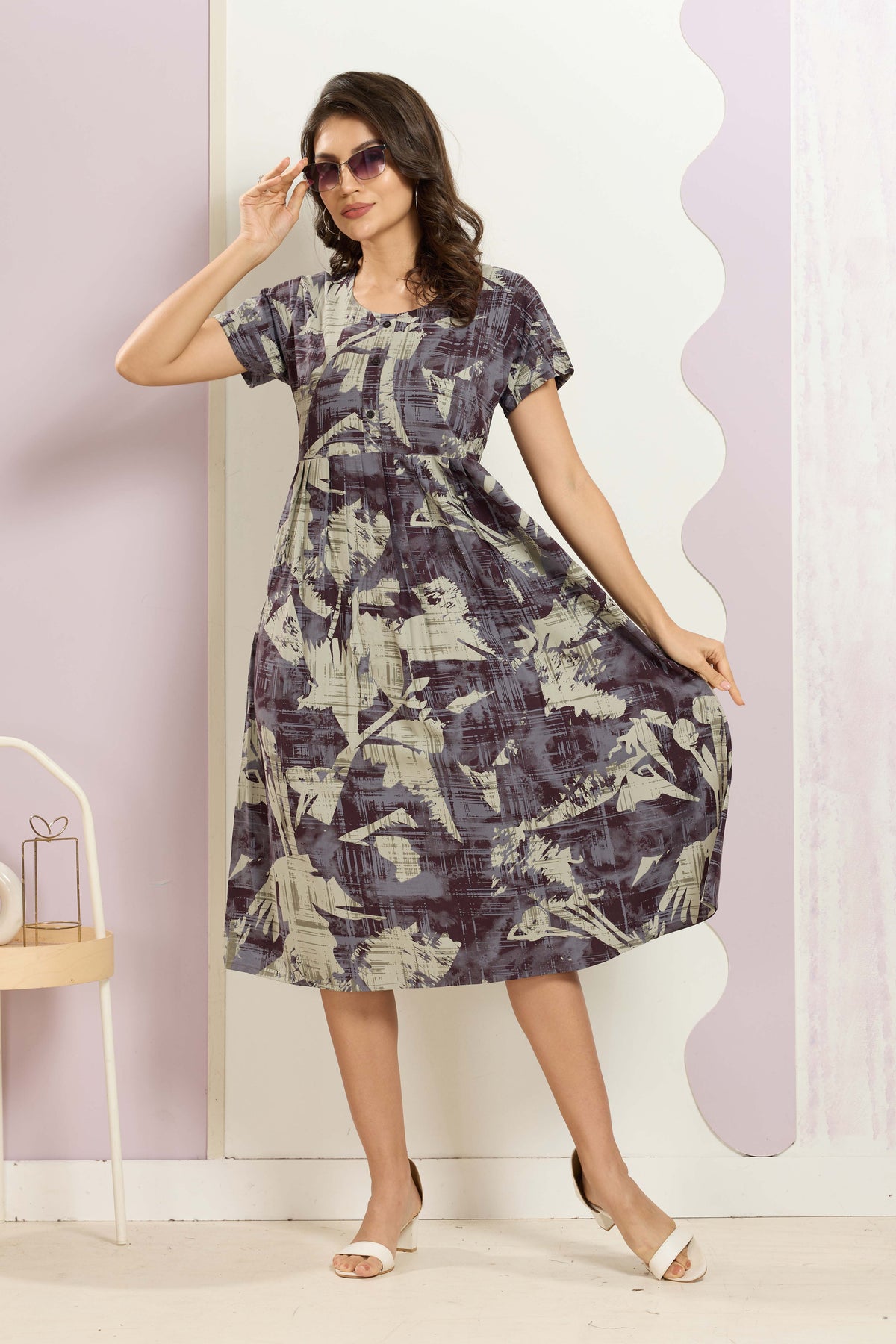 Rayon MAXI FROCK Model Nighties | Round Neck & Side Pocket | Pleated Frock MAXI Style | Trendy Collection's for Stylish Women & Teenage Girl (FRH)