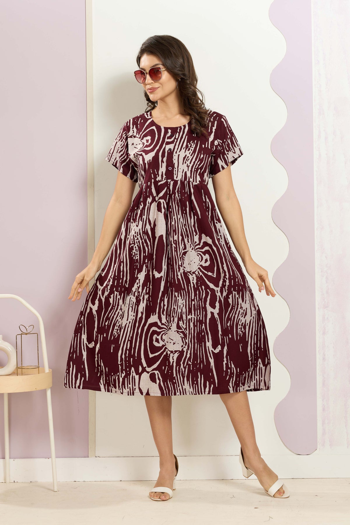 Rayon MAXI FROCK Model Nighties | Round Neck & Side Pocket | Pleated Frock MAXI Style | Trendy Collection's for Stylish Women & Teenage Girl (FRH)