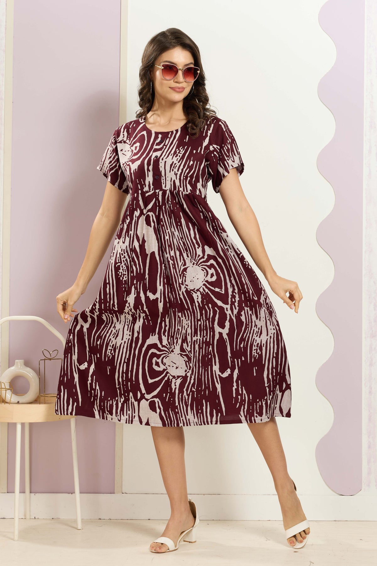 Rayon MAXI FROCK Model Nighties | Round Neck & Side Pocket | Pleated Frock MAXI Style | Trendy Collection's for Stylish Women & Teenage Girl (FRH)