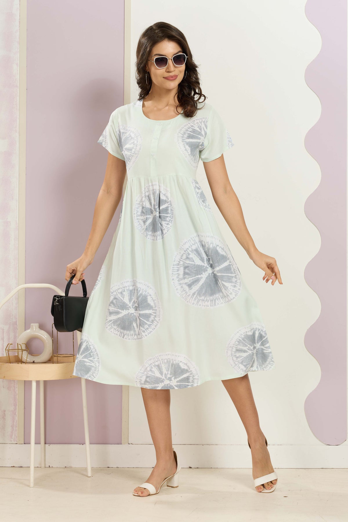 Rayon MAXI FROCK Model Nighties | Round Neck & Side Pocket | Pleated Frock MAXI Style | Trendy Collection's for Stylish Women & Teenage Girl (FRH)