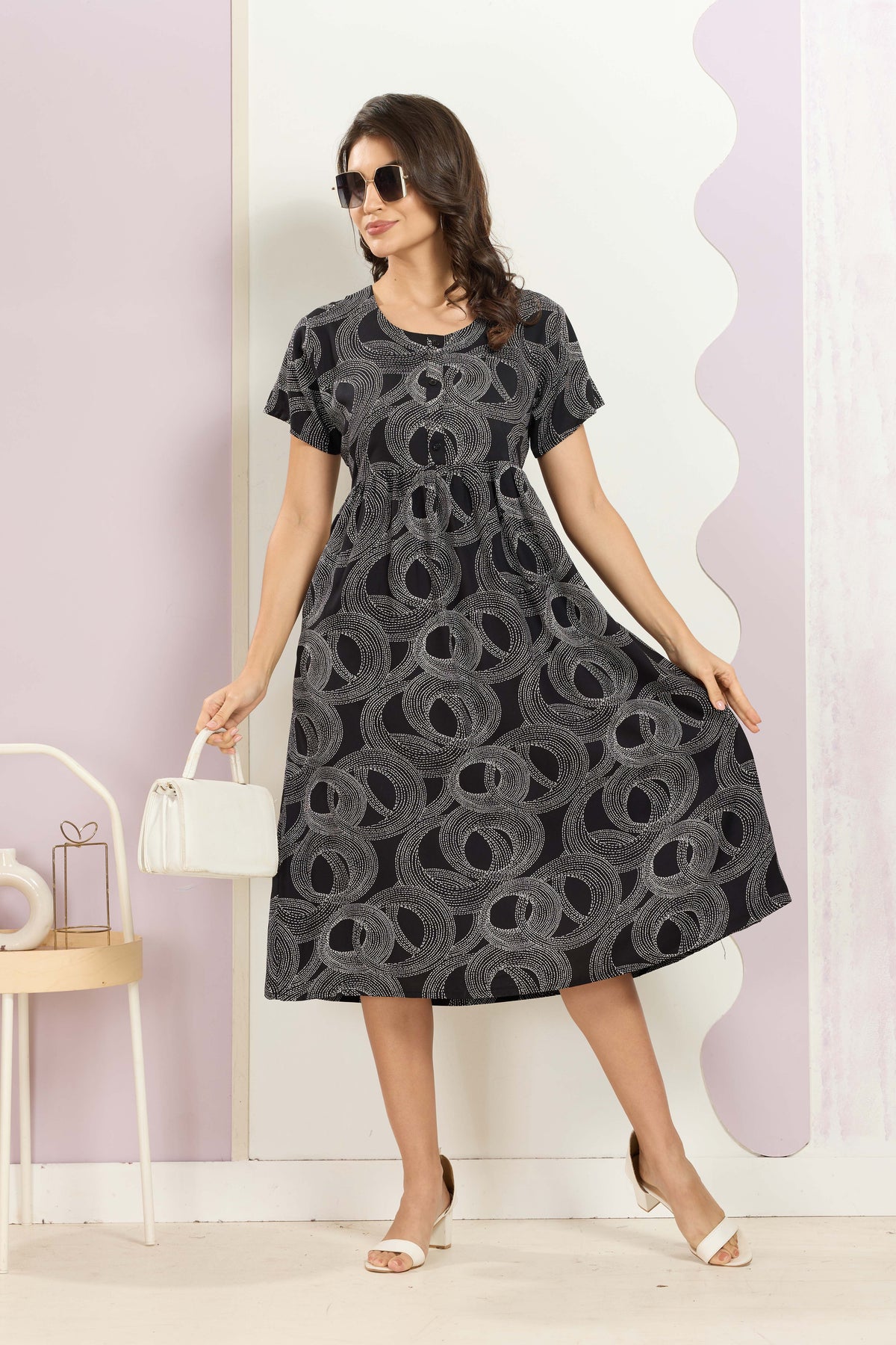 Rayon MAXI FROCK Model Nighties | Round Neck & Side Pocket | Pleated Frock MAXI Style | Trendy Collection's for Stylish Women & Teenage Girl (FRH)