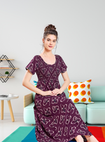 ALPINE Smocking Nighty | Beautiful Pleated Design | Side Pocket | Stylish Nighty for Trendy Women's | Your Perfect Nightwear Collection's (SAP)