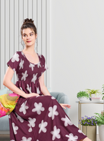 ALPINE Smocking Nighty | Beautiful Pleated Design | Side Pocket | Stylish Nighty for Trendy Women's | Your Perfect Nightwear Collection's (SAP)