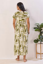 Rose Marble Premium Rayon Maternity Frock with Dual Feeding Zippers - Rayon Nursing Maxi Dress – Pink Abstract Swirl Pregnancy Wear with Adjustable Back Tie (RMF)