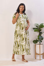 Rose Marble Premium Rayon Maternity Frock with Dual Feeding Zippers - Rayon Nursing Maxi Dress – Pink Abstract Swirl Pregnancy Wear with Adjustable Back Tie (RMF)