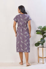 Sage Green Floral Print Rayon Maternity Maxi Dress for Women | Feeding Zip Nursing Wear with Side Pocket | Adjustable Back Tie Pregnancy & Casual Wear (FIO-M)