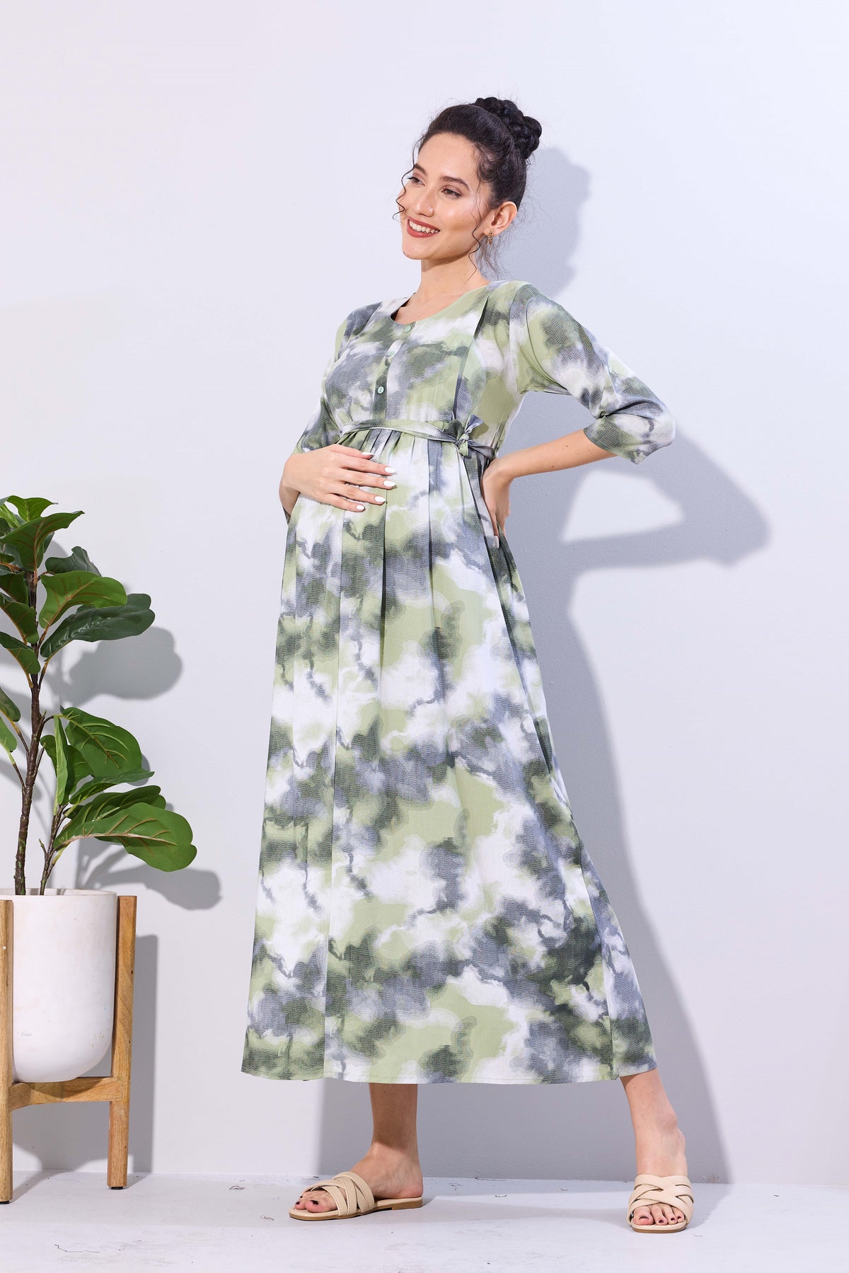 Soft Rayon4-IN-ONE Mom's Feeding & Casual Wear| Pre & Post Maternity Wear | Fancy Long Frock | Best Choice for Pregnancy Women (FIO-F)