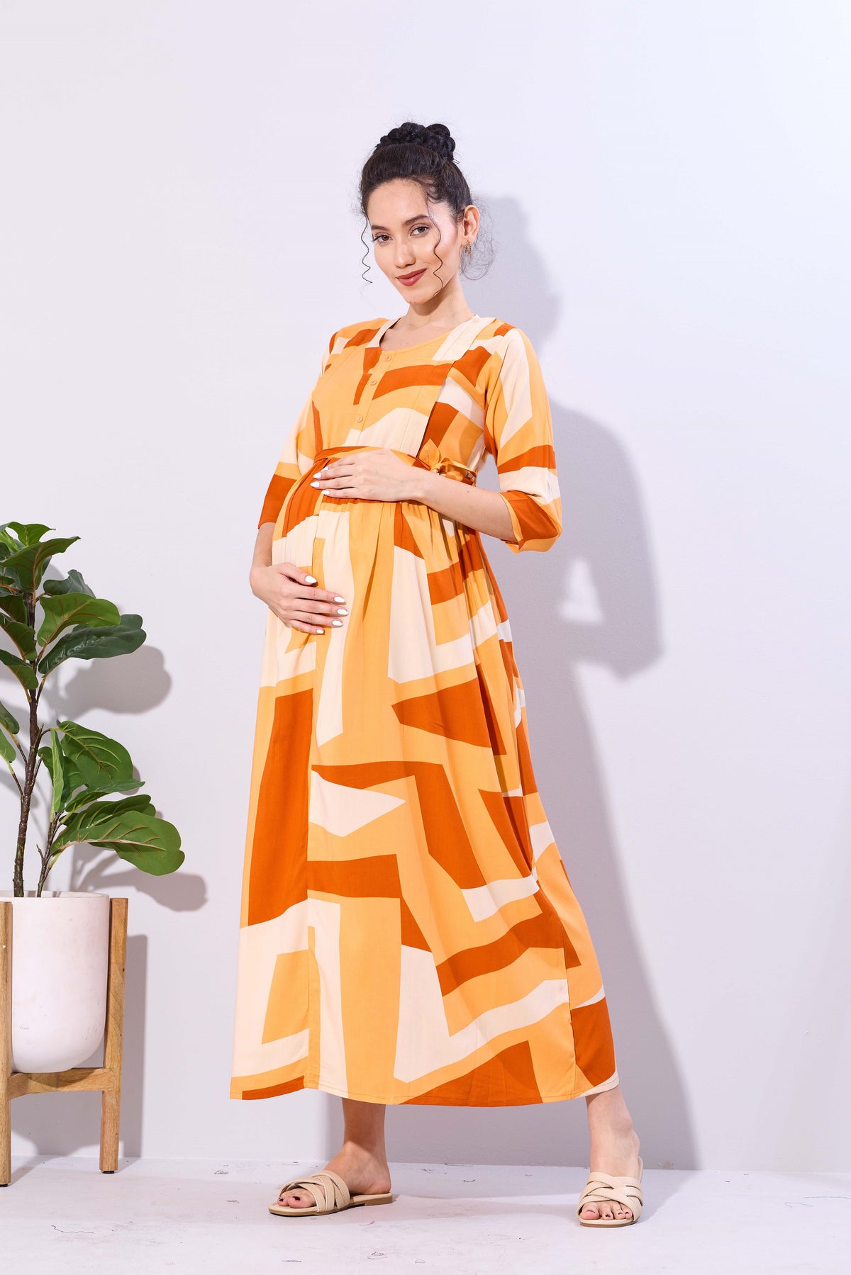 Soft Rayon4-IN-ONE Mom's Feeding & Casual Wear| Pre & Post Maternity Wear | Fancy Long Frock | Best Choice for Pregnancy Women (FIO-F)