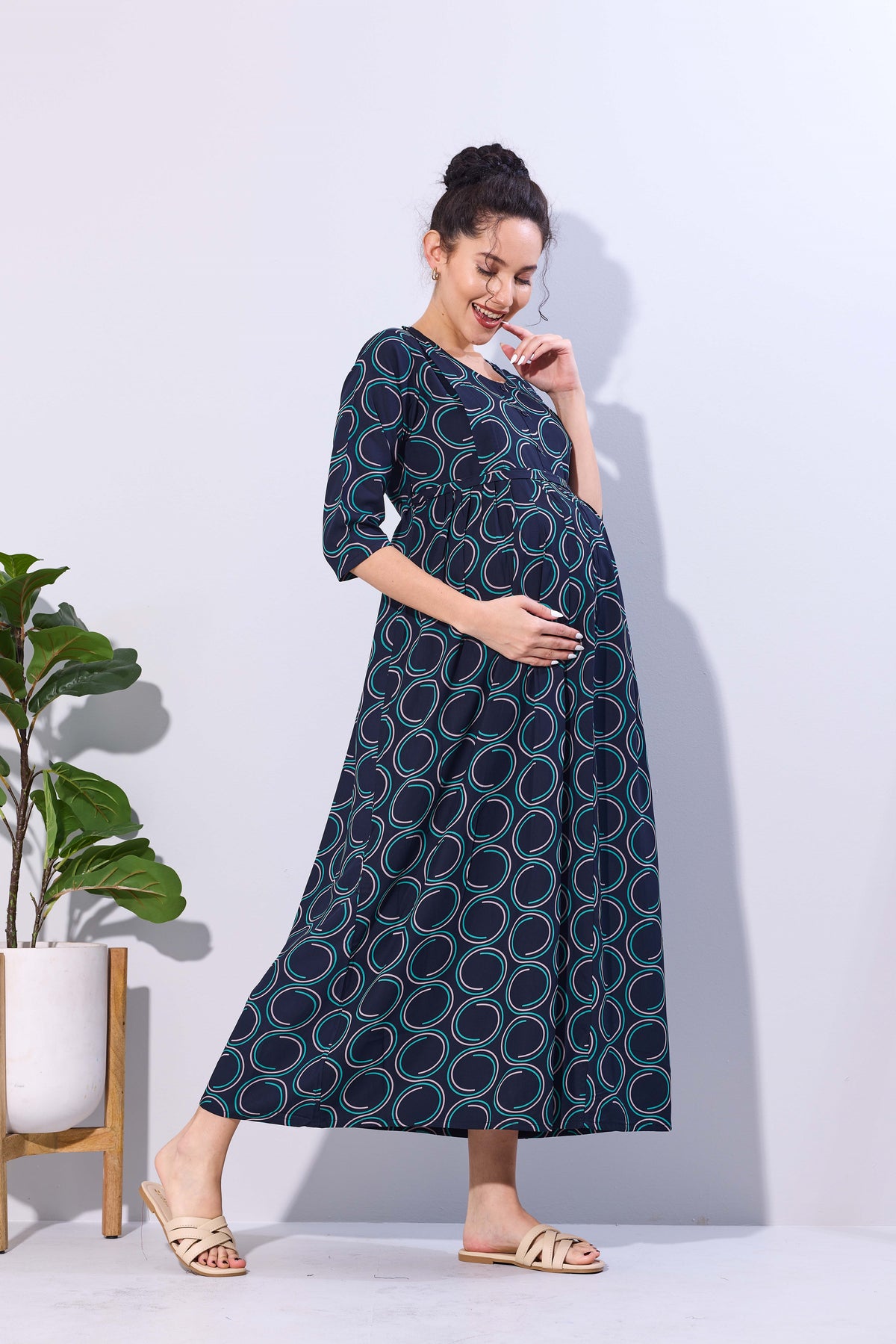Soft Rayon4-IN-ONE Mom's Feeding & Casual Wear| Pre & Post Maternity Wear | Fancy Long Frock | Best Choice for Pregnancy Women (FIO-F)