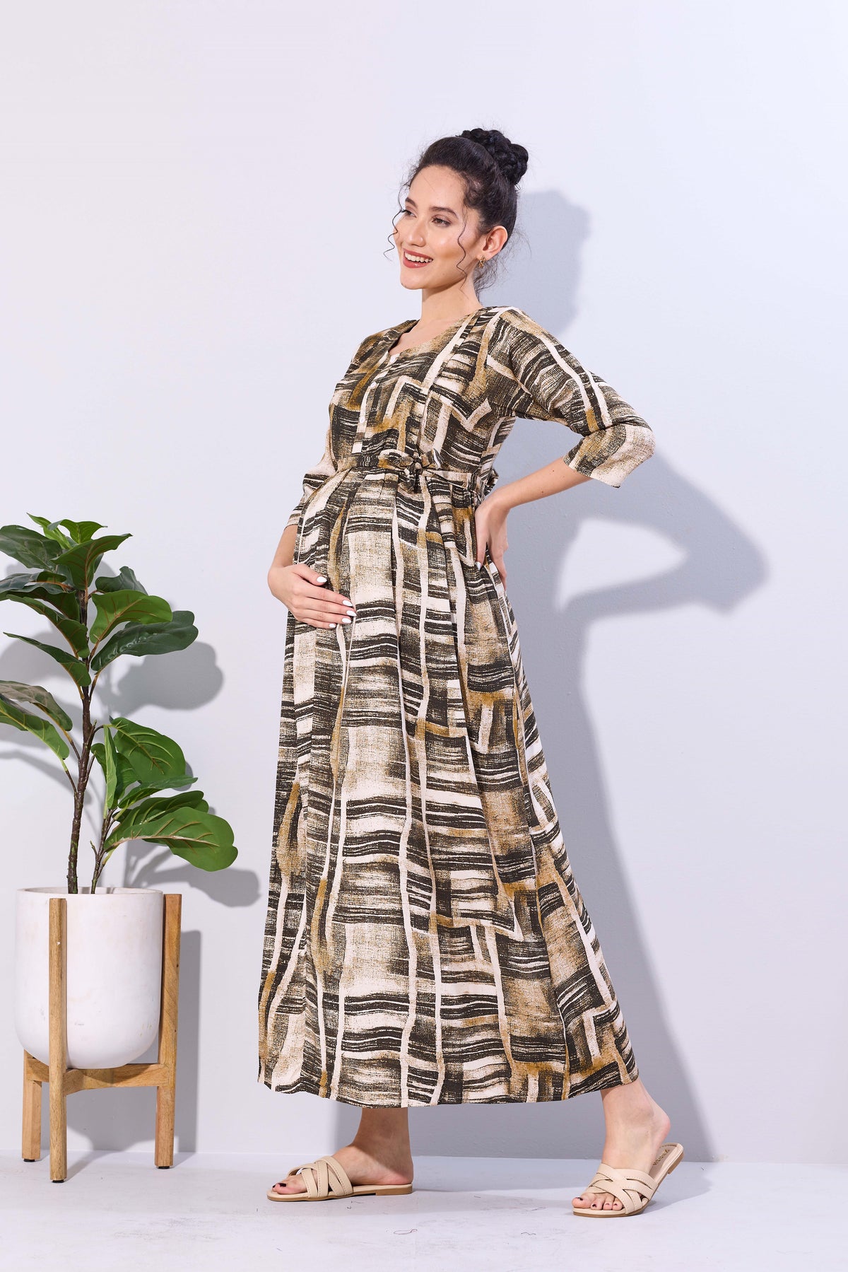 Soft Rayon4-IN-ONE Mom's Feeding & Casual Wear| Pre & Post Maternity Wear | Fancy Long Frock | Best Choice for Pregnancy Women (FIO-F)